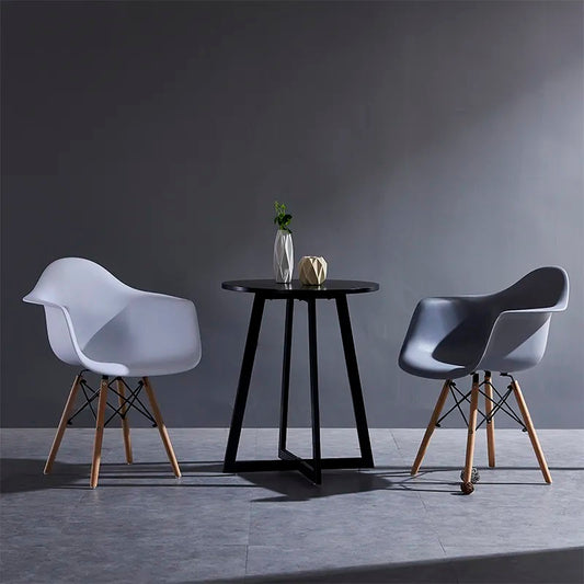 White Modern Dining Chair with Wood Legs