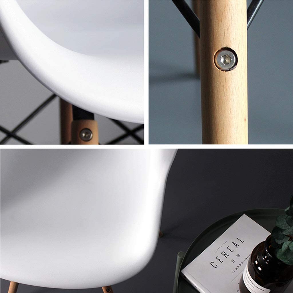 White Modern Dining Chair with Wood Legs