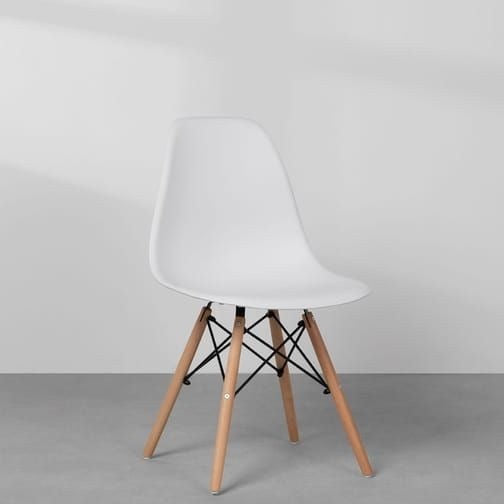 Plastic Chair with Wooden Legs