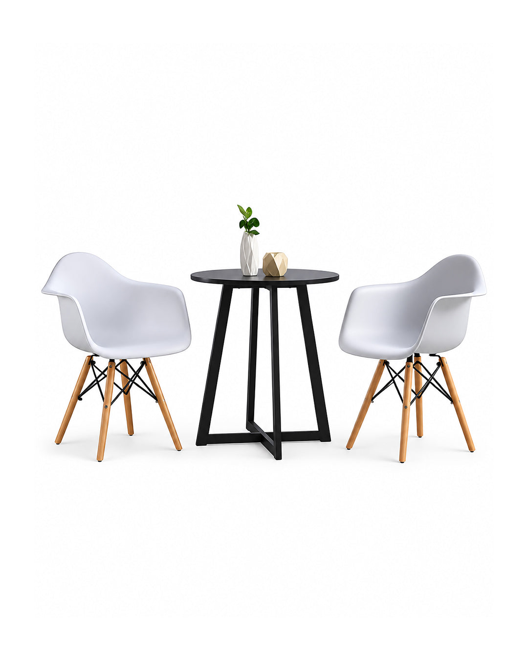 White Modern Dining Chair with Wood Legs