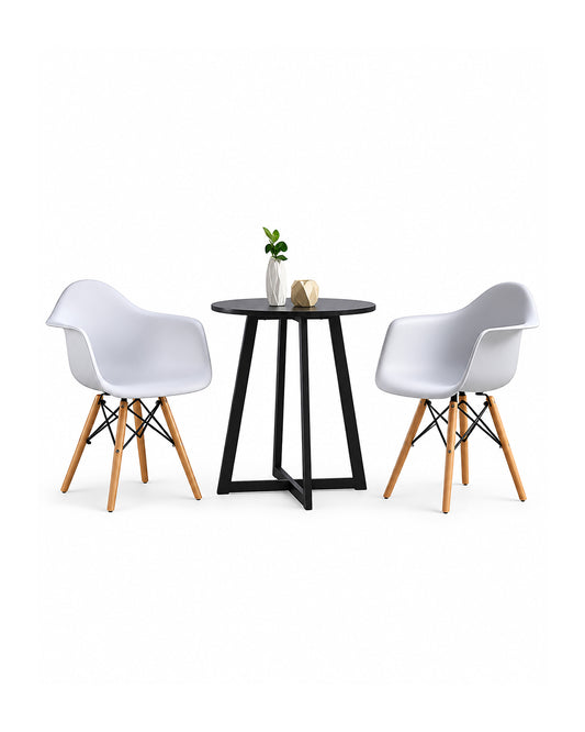 White Modern Dining Chair with Wood Legs