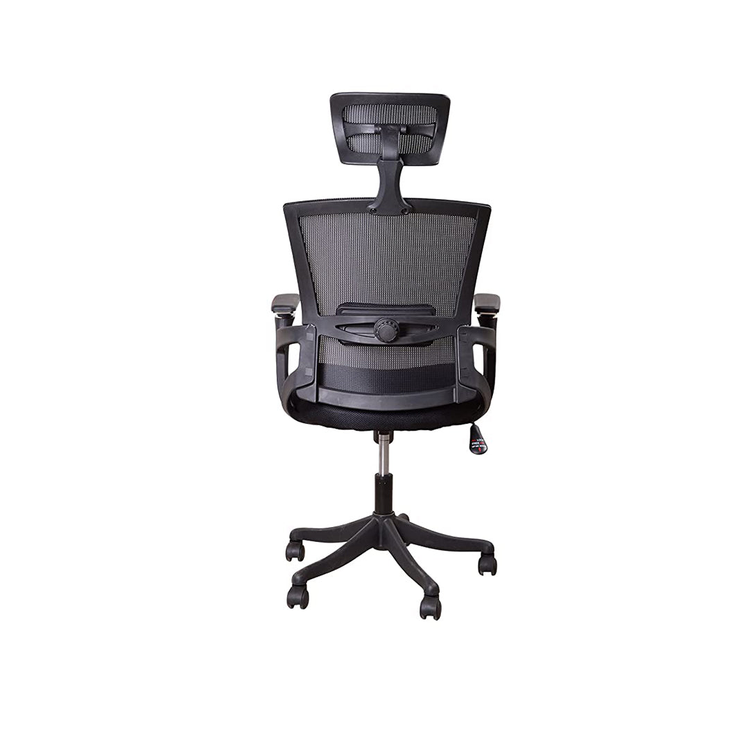 Sunon Iron Mesh Office Chair with Flip-up Armrest, Lumbar Support and Headrest