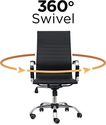 Mid Back Chrome Base Leather Chair