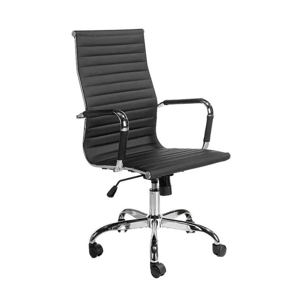 Mid Back Chrome Base Leather Chair