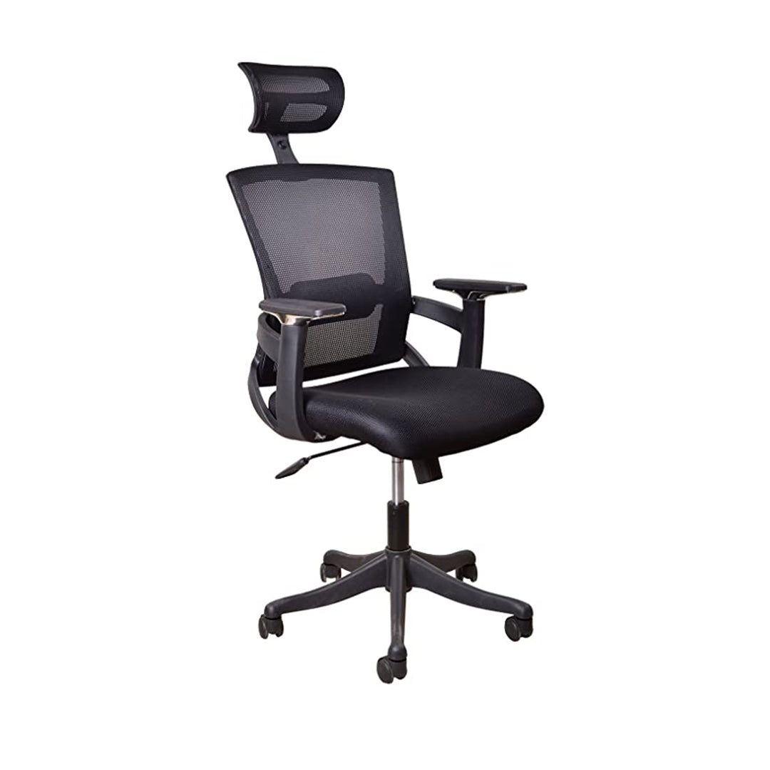 Sunon Iron Mesh Office Chair with Flip-up Armrest, Lumbar Support and Headrest